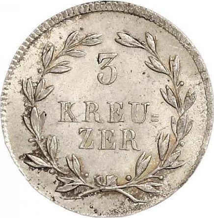 Rewers monety - 3 krajcary 1820 "Typ 1820-1825" - cena srebrnej monety - Badenia, Ludwik I