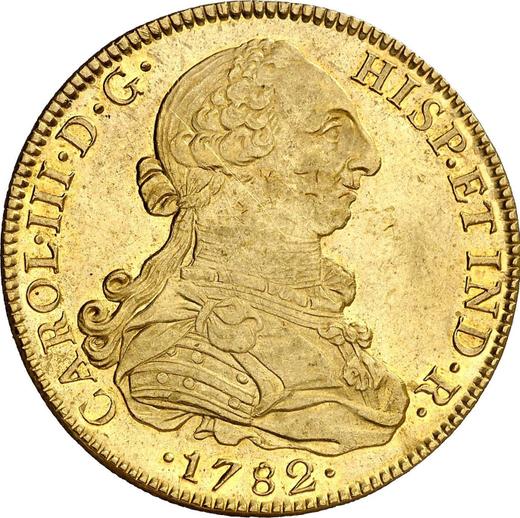 Аверс монеты - 8 эскудо 1782 года Mo FF - цена золотой монеты - Мексика, Карл III
