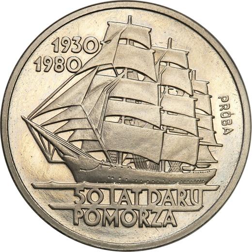 Reverso Pruebas 100 eslotis 1980 MW "50 aniversario de la fragata "Dar Pomorza"" Níquel - valor de la moneda  - Polonia, República Popular