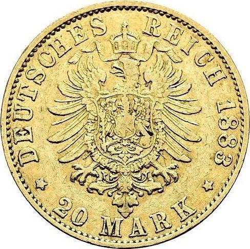 Reverse 20 Mark 1883 J "Hamburg" - Gold Coin Value - Germany, German Empire
