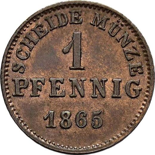 Реверс монеты - 1 пфенниг 1865 года - цена  монеты - Гессен-Дармштадт, Людвиг III
