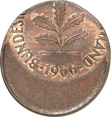 Реверс монеты - 1 пфенниг 1950-1971 года Смещение штемпеля - цена  монеты - Германия, ФРГ