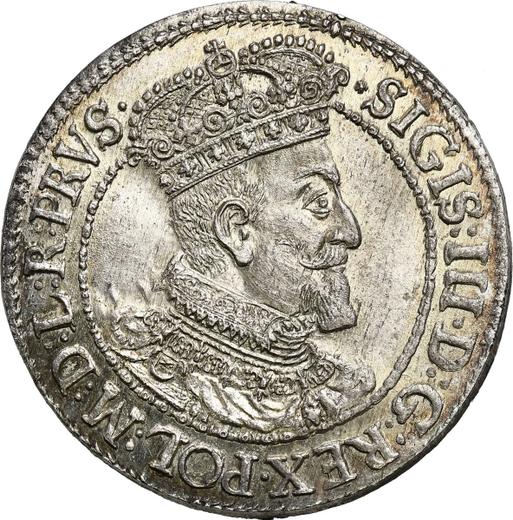 Аверс монеты - Орт (18 грошей) 1617 года SA "Гданьск" - цена серебряной монеты - Польша, Сигизмунд III Ваза