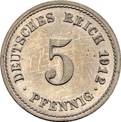 Anverso 5 Pfennige 1912 F "Tipo 1890-1915" - valor de la moneda  - Alemania, Imperio alemán