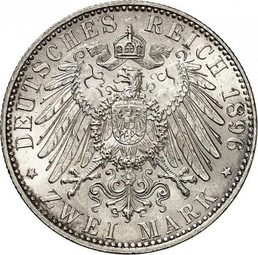 Reverso 2 marcos 1896 A "Prusia" - valor de la moneda de plata - Alemania, Imperio alemán