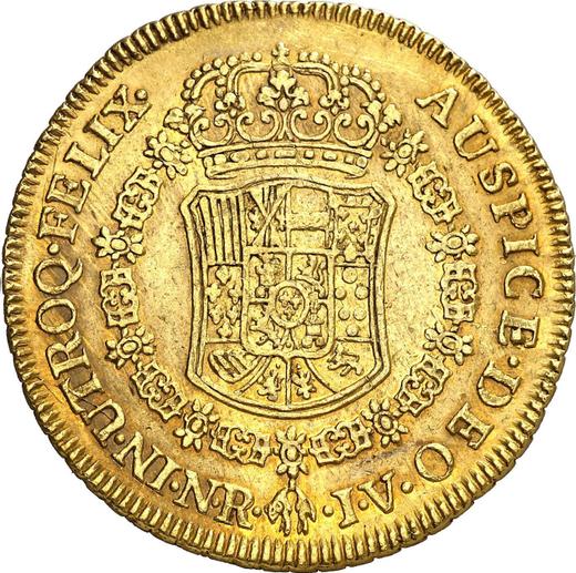 Реверс монеты - 8 эскудо 1765 года NR JV - цена золотой монеты - Колумбия, Карл III