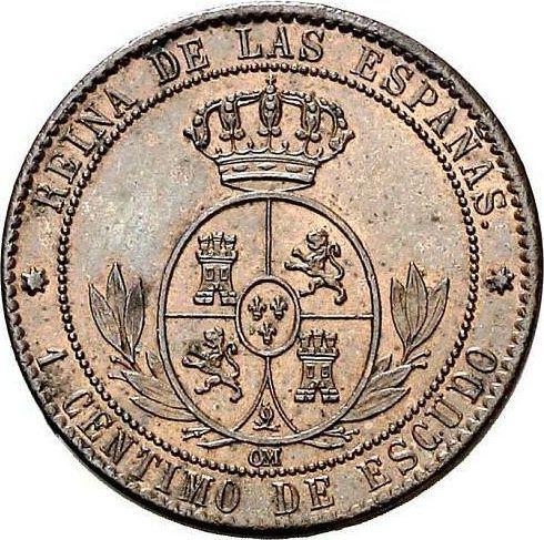 Reverso 1 Céntimo de escudo 1868 OM Estrellas de siete puntas - valor de la moneda  - España, Isabel II