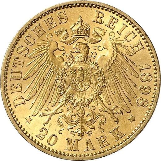 Reverso 20 marcos 1898 A "Hessen" - valor de la moneda de oro - Alemania, Imperio alemán