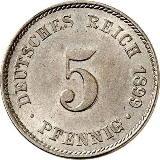 Аверс монеты - 5 пфеннигов 1899 года J "Тип 1890-1915" - цена  монеты - Германия, Германская Империя