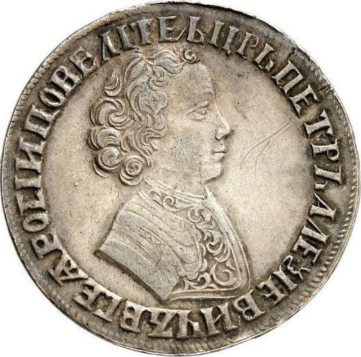 Obverse Rouble ҂АΨE (1705) "Portrait of young Peter the Great" Crown closed On the heads of the eagle are small crowns - Silver Coin Value - Russia, Peter I