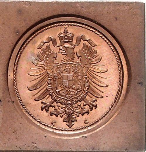 Reverso Pruebas 10 Pfennige 1873 G Klippe Acuñación unilateral Cobre - valor de la moneda  - Alemania, Imperio alemán