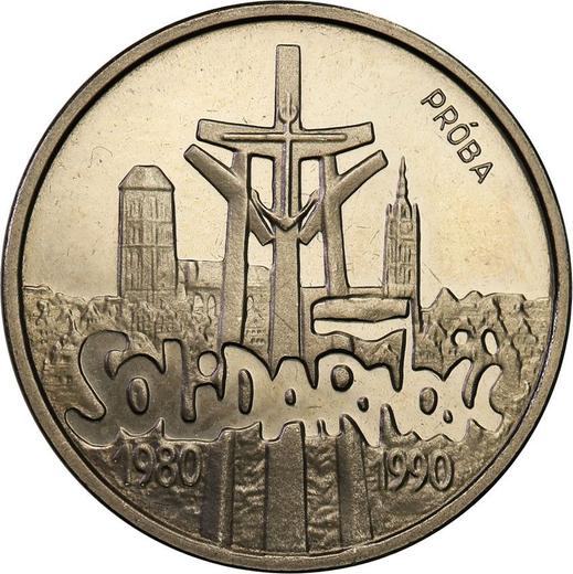 Reverse Pattern 50000 Zlotych 1990 MW "The 10th Anniversary of forming the Solidarity Trade Union" Nickel -  Coin Value - Poland, III Republic before denomination