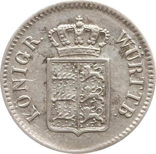 Anverso 3 kreuzers 1844 - valor de la moneda de plata - Wurtemberg, Guillermo I