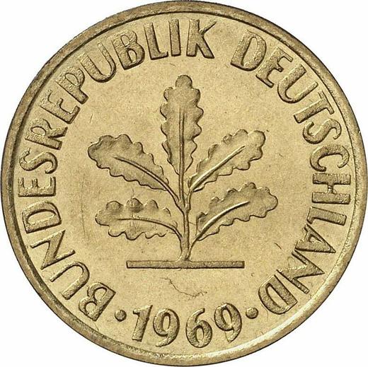 Реверс монеты - 10 пфеннигов 1969 года J - цена  монеты - Германия, ФРГ
