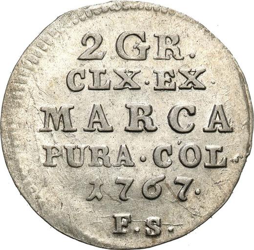 Rewers monety - Półzłotek (2 grosze) 1767 FS - cena srebrnej monety - Polska, Stanisław II August