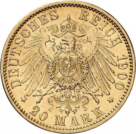 Реверс монеты - 20 марок 1900 года D "Бавария" - цена золотой монеты - Германия, Германская Империя