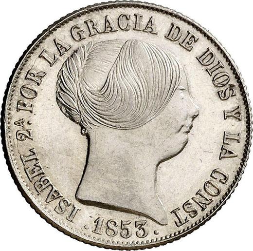Anverso 4 reales 1853 Estrellas de ocho puntas - valor de la moneda de plata - España, Isabel II
