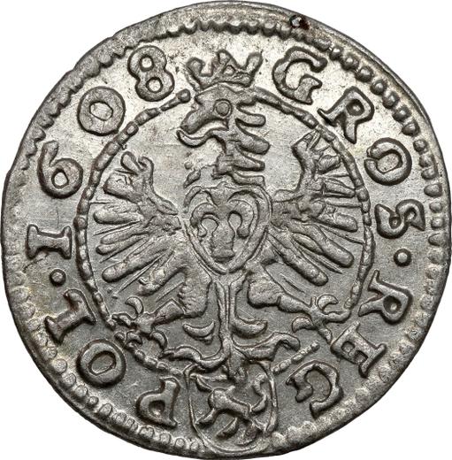 Реверс монеты - 1 грош 1608 года "Тип 1597-1627" - цена серебряной монеты - Польша, Сигизмунд III Ваза
