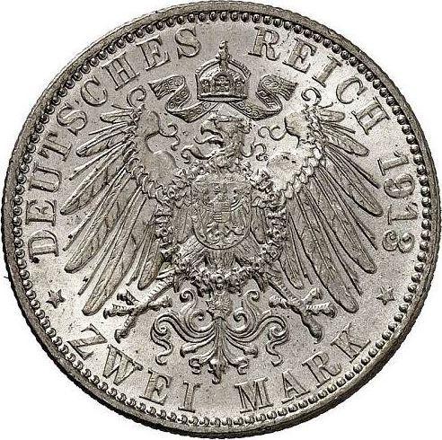 Реверс монеты - 2 марки 1913 года D "Бавария" - цена серебряной монеты - Германия, Германская Империя