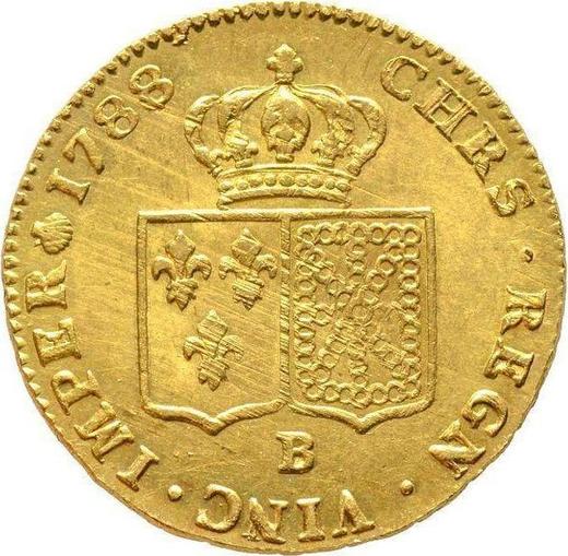 Reverse Double Louis d'Or 1788 B Rouen - France, Louis XVI