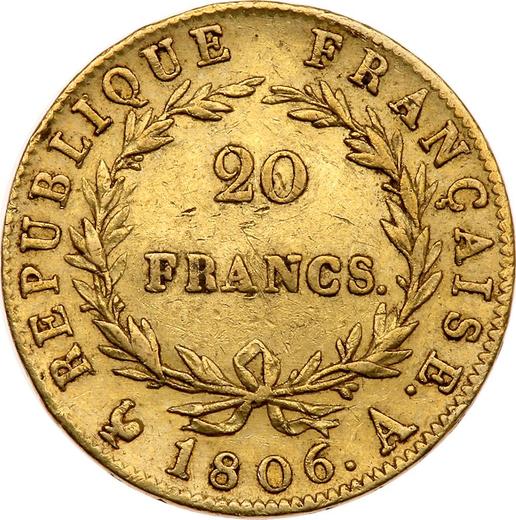 Rewers monety - 20 franków 1806 A "Typ 1806-1807" Paryż - Francja, Napoleon I