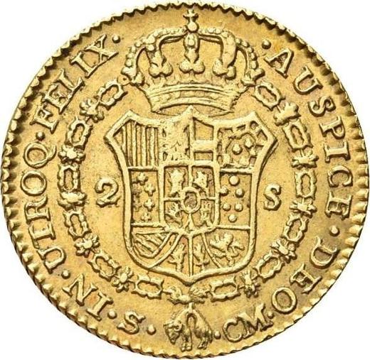 Reverse 2 Escudos 1787 S CM - Gold Coin Value - Spain, Charles III