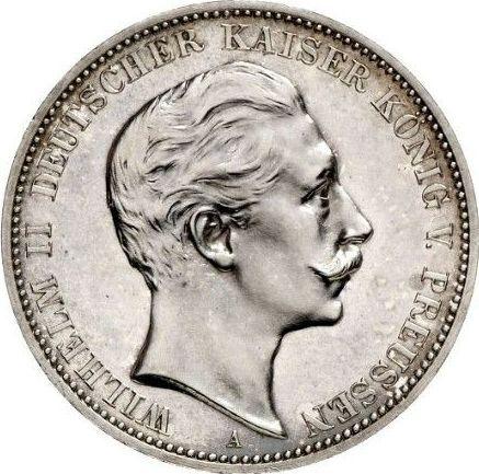 Anverso 3 marcos 1909 A "Prusia" - valor de la moneda de plata - Alemania, Imperio alemán