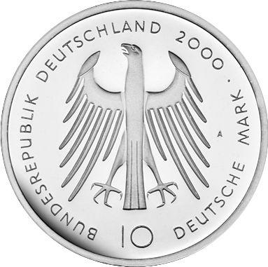 Реверс монеты - 10 марок 2000 года A "Карл Великий" - цена серебряной монеты - Германия, ФРГ