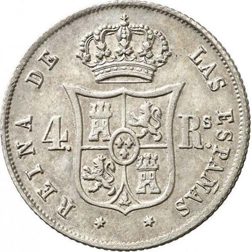 Reverso 4 reales 1853 Estrellas de seis puntas - valor de la moneda de plata - España, Isabel II