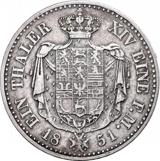 Rewers monety - Talar 1851 B - cena srebrnej monety - Brunszwik-Wolfenbüttel, Wilhelm