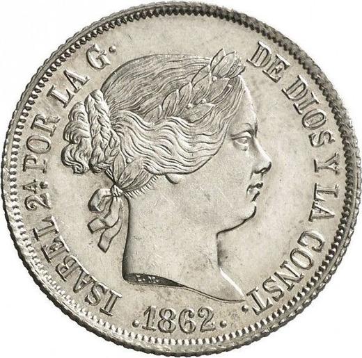Avers 4 Reales 1862 Sechs spitze Sterne - Silbermünze Wert - Spanien, Isabella II