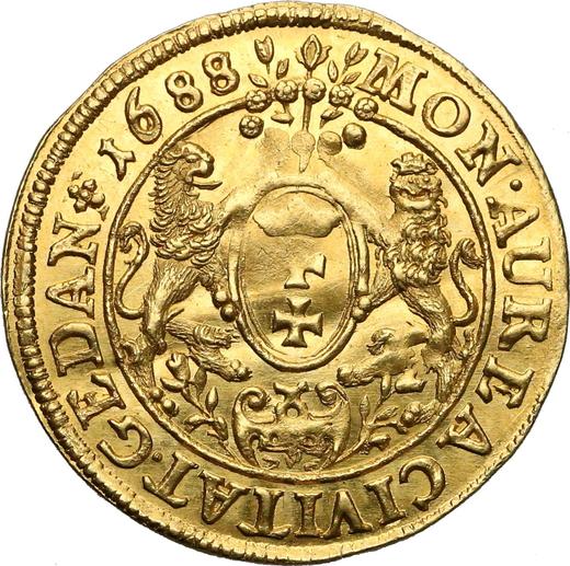 Реверс монеты - Дукат 1688 года "Гданьск" - цена золотой монеты - Польша, Ян III Собеский