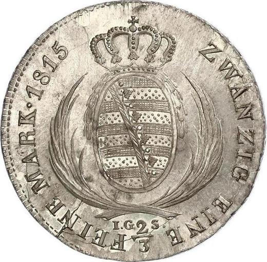 Реверс монеты - 2/3 талера 1815 года I.G.S. - цена серебряной монеты - Саксония-Альбертина, Фридрих Август I