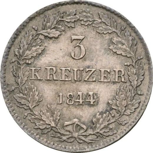 Реверс монеты - 3 крейцера 1844 года - цена серебряной монеты - Гессен-Дармштадт, Людвиг II