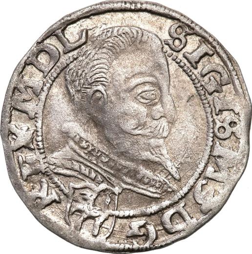 Аверс монеты - 1 грош 1597 года - цена серебряной монеты - Польша, Сигизмунд III Ваза