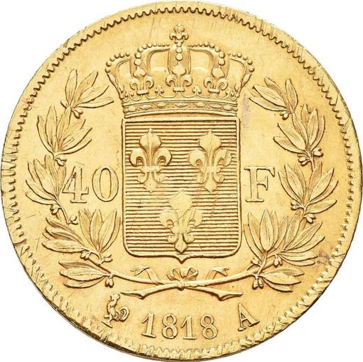 Rewers monety - 40 franków 1818 A "Typ 1816-1824" Paryż - Francja, Ludwik XVIII