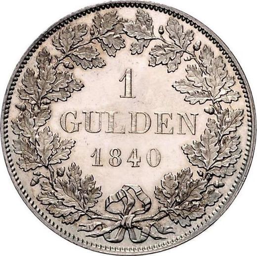 Реверс монеты - 1 гульден 1840 года - цена серебряной монеты - Бавария, Людвиг I