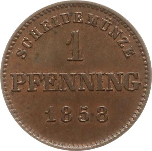 Реверс монеты - 1 пфенниг 1858 года - цена  монеты - Бавария, Максимилиан II