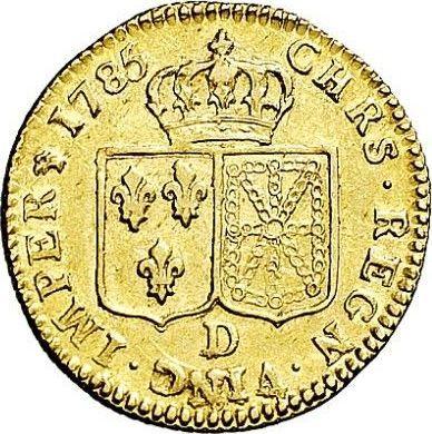 Reverso Louis d'Or 1785 D "Tipo 1785-1792" Lyon - valor de la moneda de oro - Francia, Luis XVI