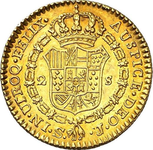 Reverse 2 Escudos 1824 S J - Gold Coin Value - Spain, Ferdinand VII