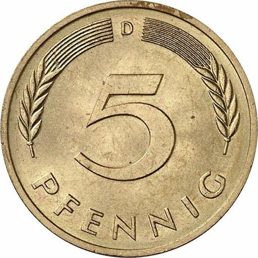 Anverso 5 Pfennige 1980 D - valor de la moneda  - Alemania, RFA