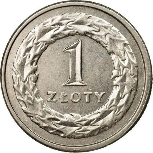 Revers 1 Zloty 2009 MW - Münze Wert - Polen, III Republik Polen nach Stückelung