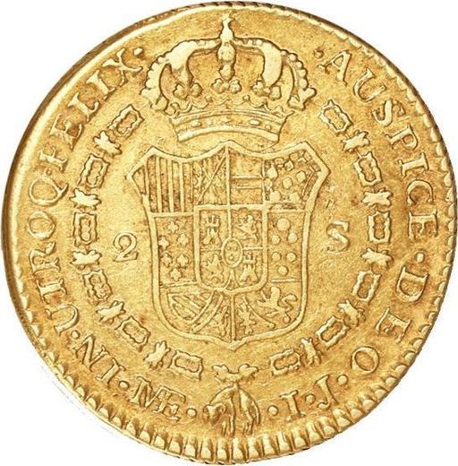 Reverse 2 Escudos 1799 IJ - Gold Coin Value - Peru, Charles IV