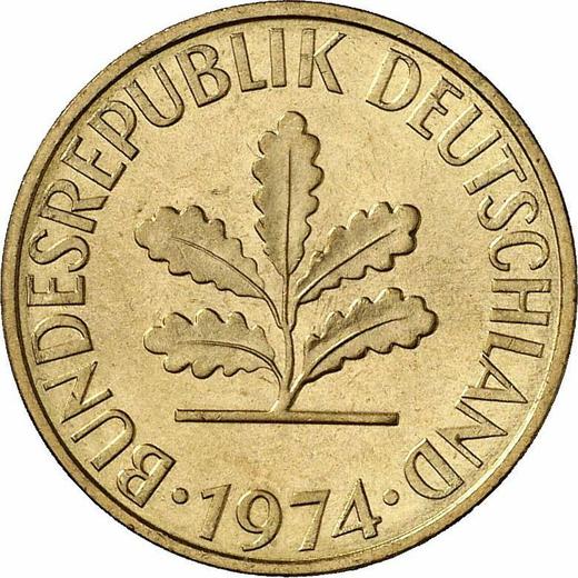 Реверс монеты - 10 пфеннигов 1974 года G - цена  монеты - Германия, ФРГ