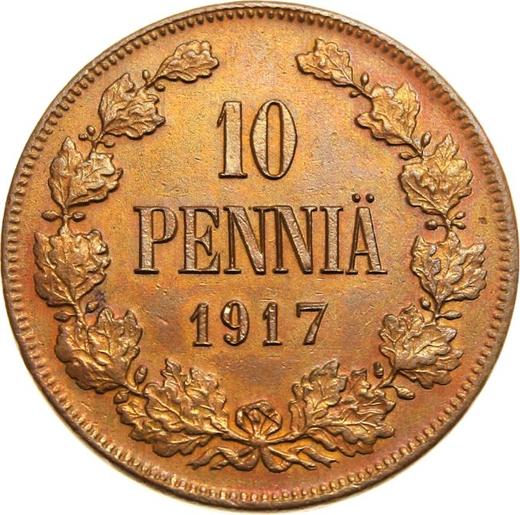 Реверс монеты - 10 пенни 1917 года - цена  монеты - Финляндия, Великое княжество