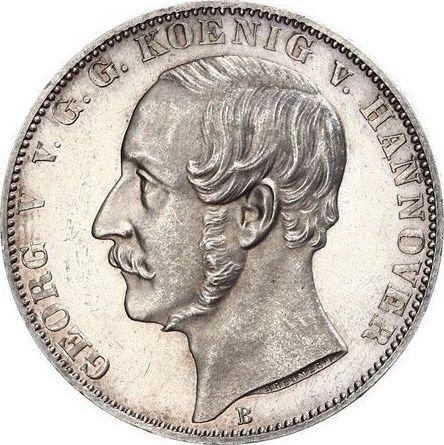 Obverse Thaler 1863 B - Silver Coin Value - Hanover, George V