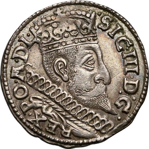 Аверс монеты - Трояк (3 гроша) 1598 года IF B "Быдгощский монетный двор" - цена серебряной монеты - Польша, Сигизмунд III Ваза