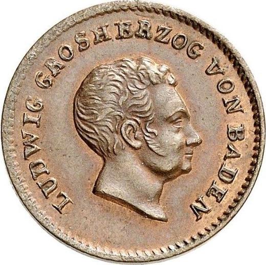 Аверс монеты - 1/2 крейцера 1830 года - цена  монеты - Баден, Людвиг I