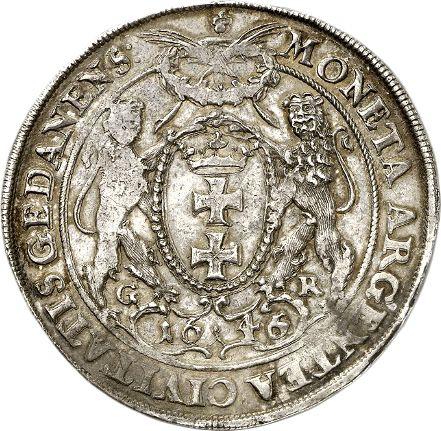 Rewers monety - Talar 1646 GR "Gdańsk" - cena srebrnej monety - Polska, Władysław IV