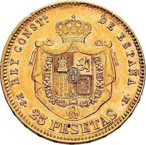 Reverse 25 Pesetas 1880 MSM - Spain, Alfonso XII